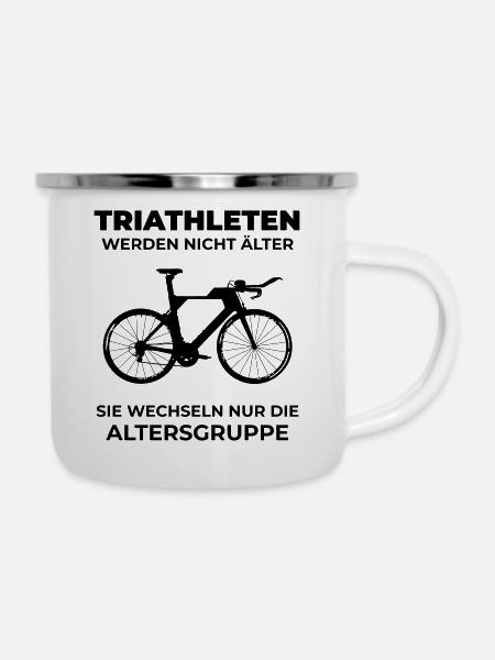 Triathleten - Emaille-Tasse - Weiß