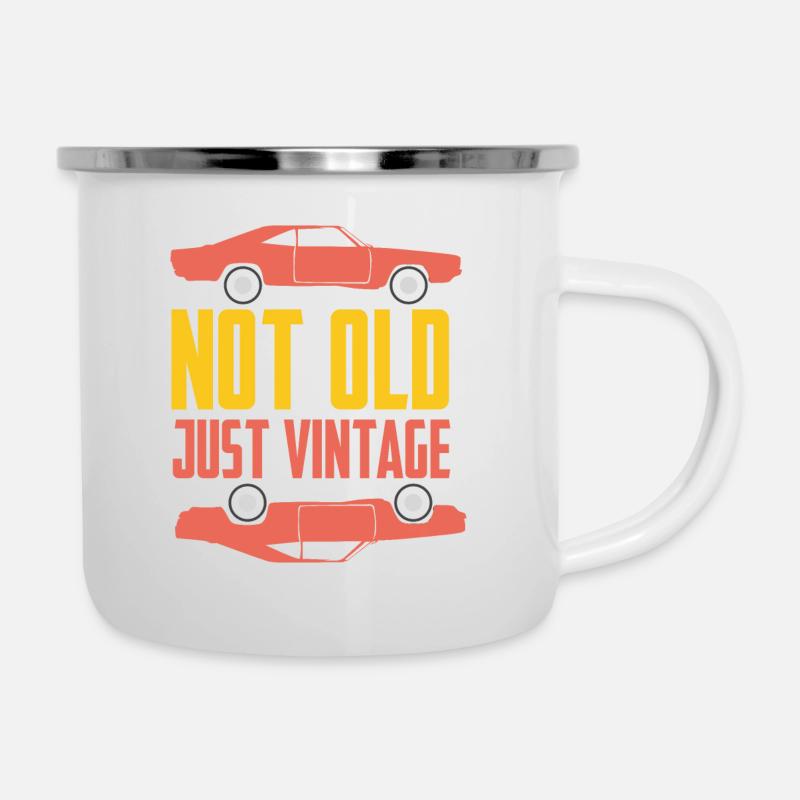 Voitures anciennes - Tasse émaillée - blanc