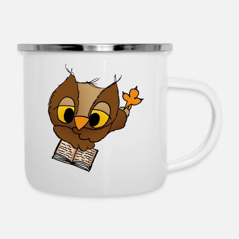 Bucheule Büche Hibou - Tasse émaillée - blanc