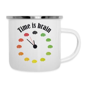 Time is brain - Emaille-Tasse - Weiß - Rechts