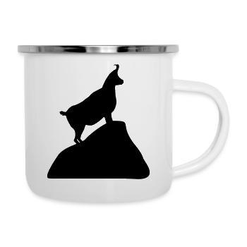 Gams, Gämse, Steinbock, Gamsbock am Berg - Emaille-Tasse - Weiß - Rechts