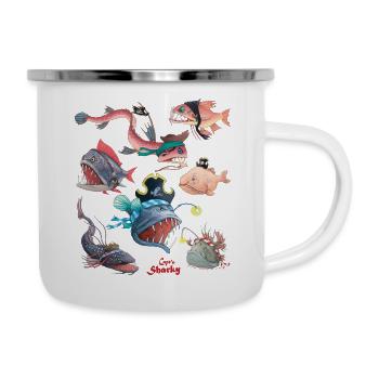 Käpt'n Sharky Fische - Emaille-Tasse - Weiß - Rechts