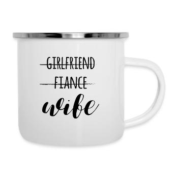 Ehe, Liebespaar, Ehepaar, Hochzeit - Emaille-Tasse - Weiß - Rechts
