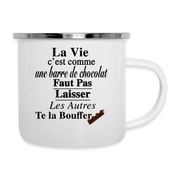 Barre de Chocolat - Tasse émaillée - blanc - Droite