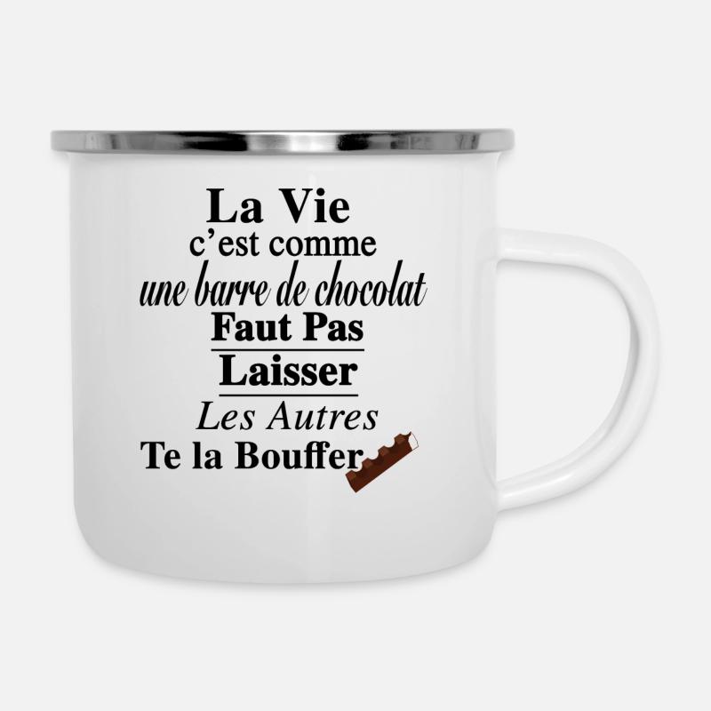 Barre de Chocolat - Tasse émaillée - blanc