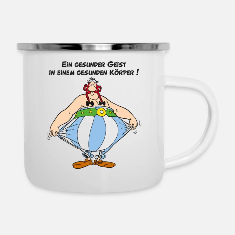 Obelix: Ein gesunder Geist, in einem Gesunden Kör - Emaille-Tasse - Weiß