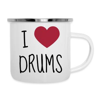 Batterie Batteur Musique Musicien Concert - Tasse émaillée - blanc - Droite