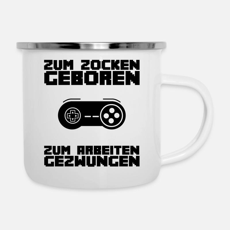 Zum Zocken geboren ... - Tasse émaillée - blanc