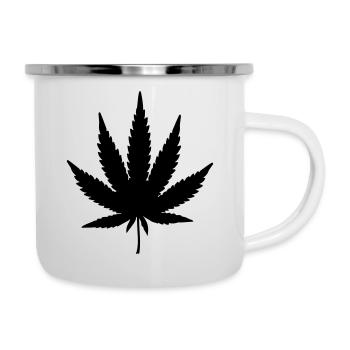 weed leaf design - Emaille-Tasse - Weiß - Rechts
