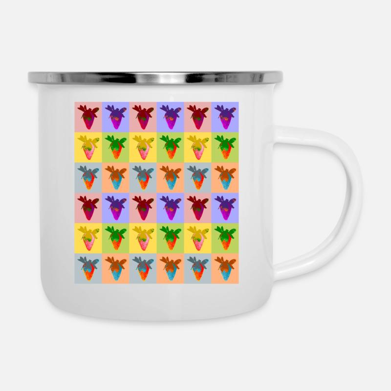 Strawberry, pattern - Camper Mug - white
