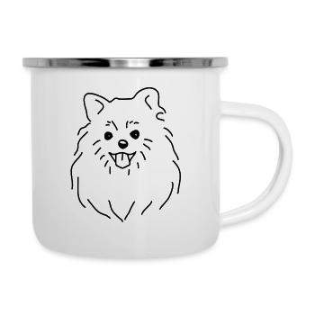nain Spitz Poméranie chemise tshirt chien spitz - Tasse émaillée - blanc - Droite