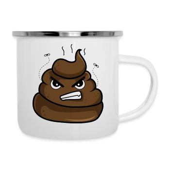 Angry Poop - Emaille-Tasse - Weiß - Rechts