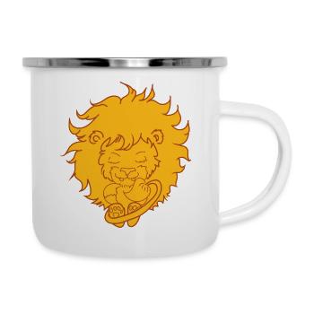 Petit bébé lion - Tasse émaillée - blanc - Droite
