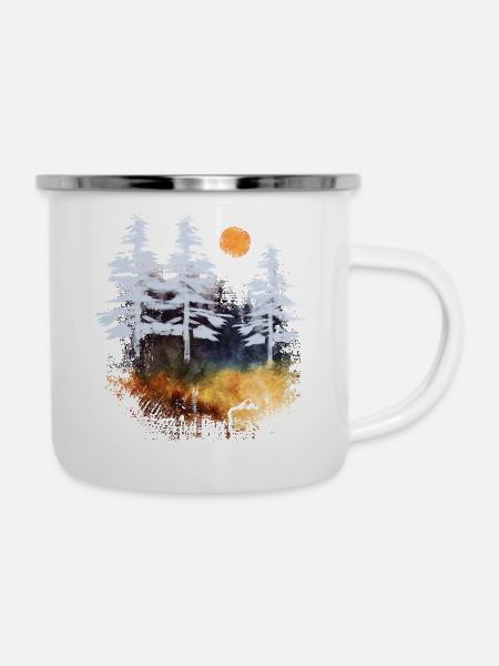 Tannendunkel - Emaille-Tasse - Weiß
