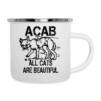 all cats are beautiful acab - Emaille-Tasse - Weiß - Rechts