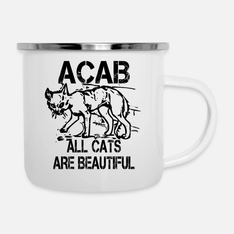 all cats are beautiful acab - Emaille-Tasse - Weiß
