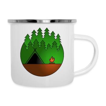 Forest with kothe and campfire - Camper Mug - white - Right