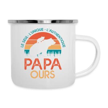 papa ours cadeau papa tshirt papa ours - Tasse émaillée - blanc - Droite