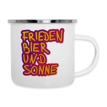 frieden bier und sonne - Emaille-Tasse - Weiß - Rechts