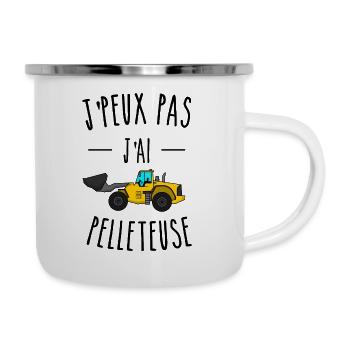 je peux pas j'ai pelleteuse - Tasse émaillée - blanc - Droite