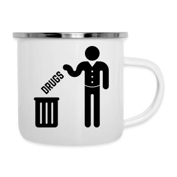 De la drogue à la poubelle ! - Tasse émaillée - blanc - Droite