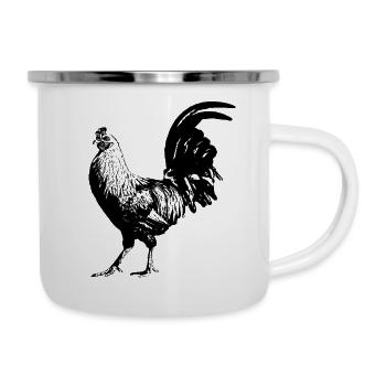 Coq / Gockel / Poulet - Tasse émaillée - blanc - Droite