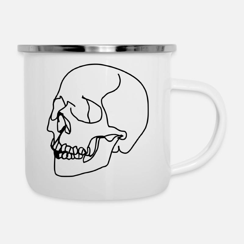 Skull Oneline - Camper Mug - white