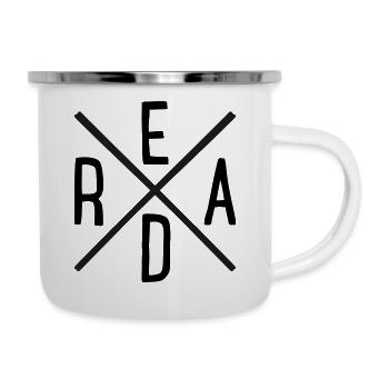 lesen - Emaille-Tasse - Weiß - Rechts