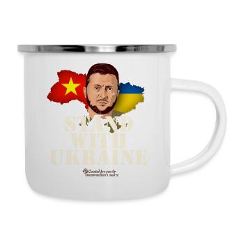 Vietnam Stand with Ukraine - Emaille-Tasse - Weiß - Rechts