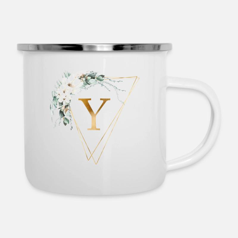 Monogramme Y personnalisable - Tasse émaillée - blanc