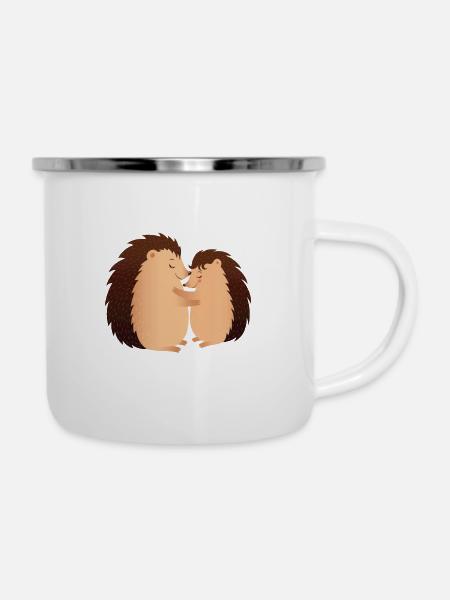 Mein Offizielles Schlafshirt - Igel Pärchen - Emaille-Tasse - Weiß