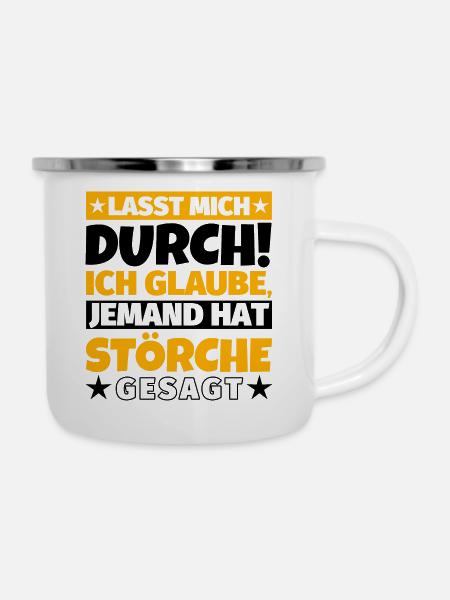Störche - Emaille-Tasse - Weiß