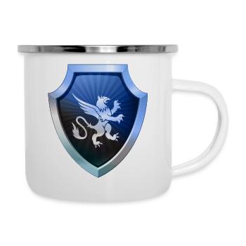 Schild Logo eSports Emblem Schwert Wappen Symbol Löwe - Emaille-Tasse - Weiß - Rechts