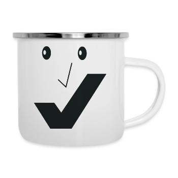 Feines Lächeln - Feines Gesicht C03. - Emaille-Tasse - Weiß - Rechts