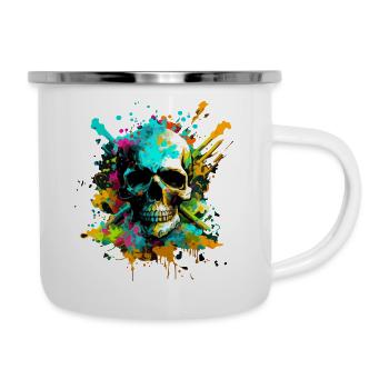 Psychedelischer Schädel - Emaille-Tasse - Weiß - Rechts