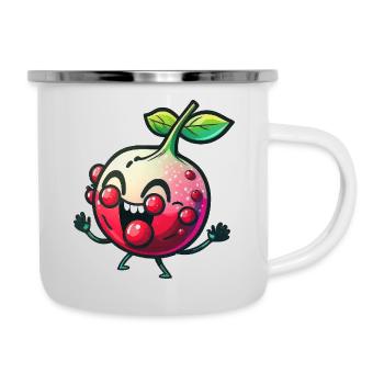 Witziger Granatapfel - Emaille-Tasse - Weiß - Rechts