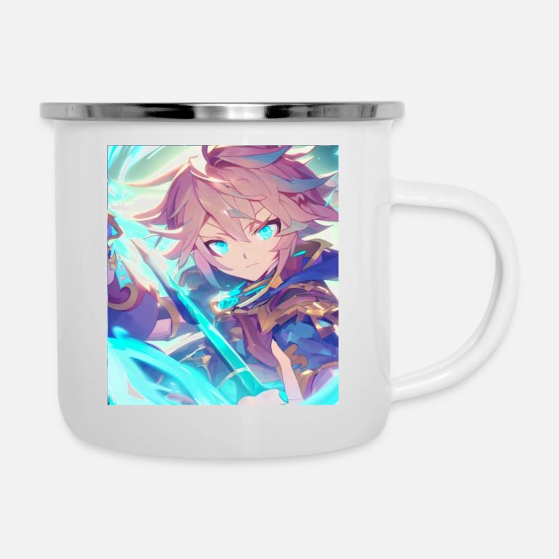 Blue knight - Emaille-Tasse - Weiß