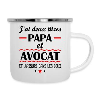 Deux titres papa avocat, cadeau fête des pères - Tasse émaillée - blanc - Droite