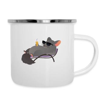 Ich Kann Gut Am Pool Chillen - Chinchilla Urlaub - Emaille-Tasse - Weiß - Rechts