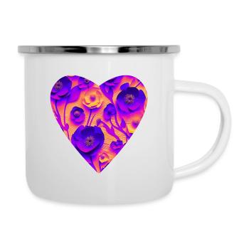 T-Shirt Herz Mohnblumen Pop Farbe für Frauen - Emaille-Tasse - Weiß - Rechts