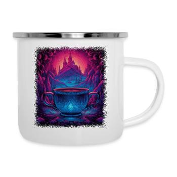 awesome love funky peace for paris family - Emaille-Tasse - Weiß - Rechts