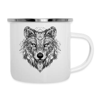 Wolf Geometrisch - Emaille-Tasse - Weiß - Rechts
