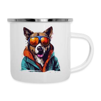 Streetstyle-Hund | Liebhaber von Vierbeinern - Emaille-Tasse - Weiß - Rechts