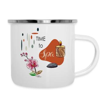 Time to Spa - Emaille-Tasse - Weiß - Rechts