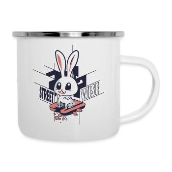 Lapin de rue - Tasse émaillée - blanc - Droite