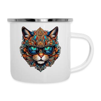 Cool Steampunk Cat with Glasses - Camper Mug - white - Right