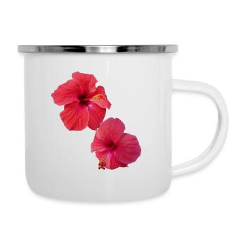 hibiskus,blume,lotus,blüte,floral,rot - Emaille-Tasse - Weiß - Rechts