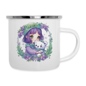 Fee mit Teddybär - Emaille-Tasse - Weiß - Rechts