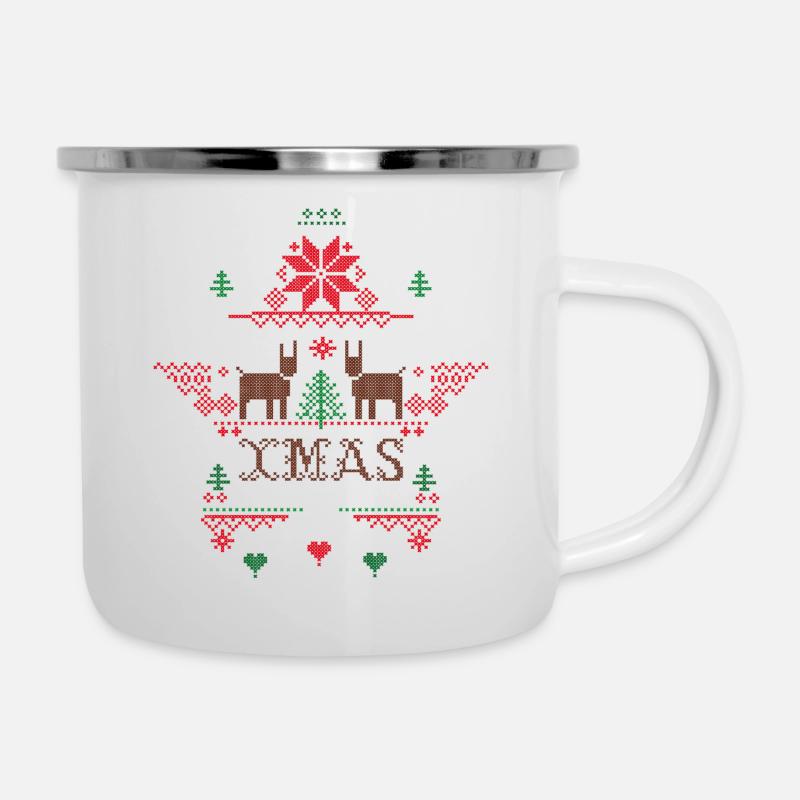 Weihnachten Rentier - Emaille-Tasse - Weiß