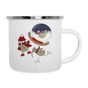 Kiwi Weihnachtsspecial sprichwörtlich - Emaille-Tasse - Weiß - Rechts
